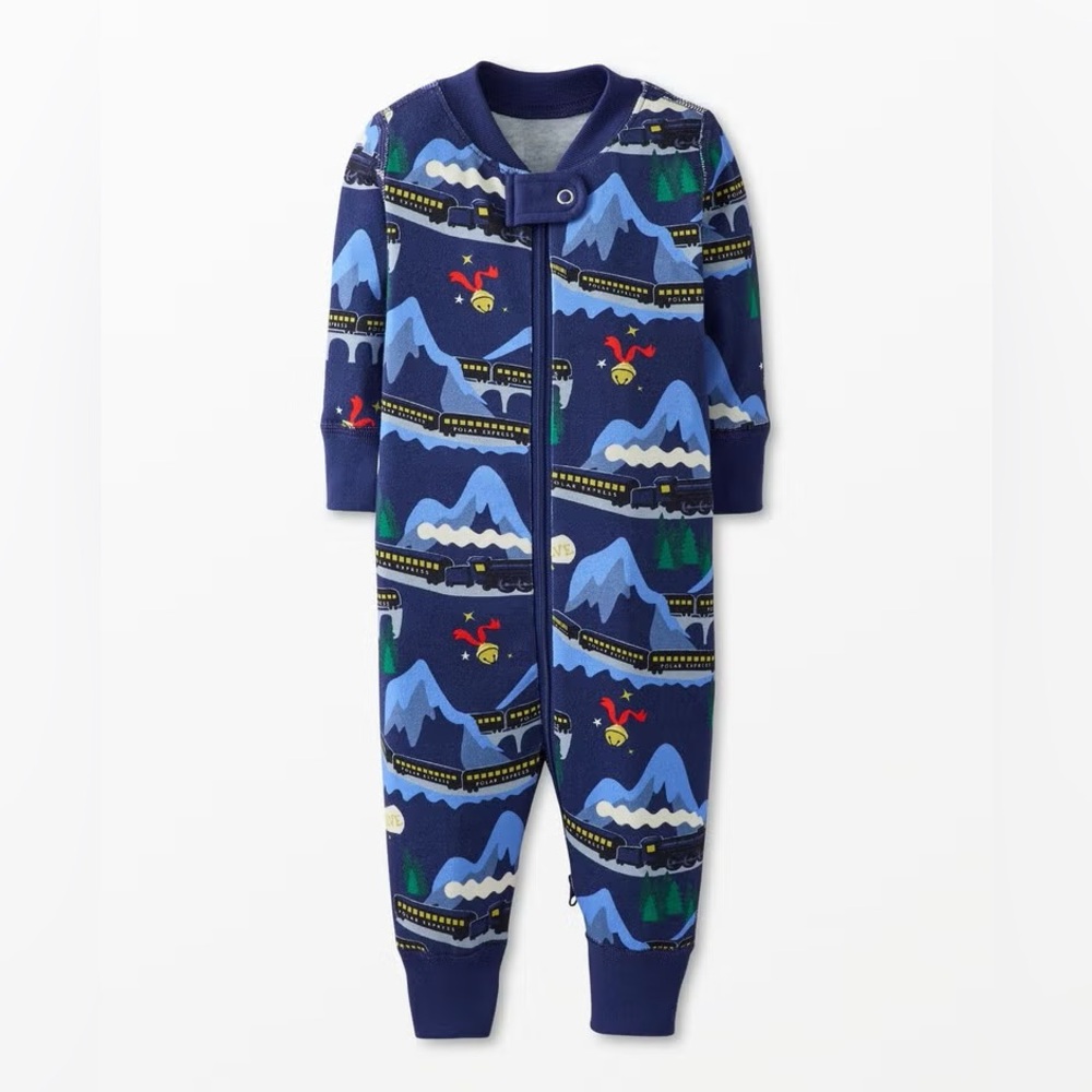 Hanna Andersson Blue Train Kids Pajamas